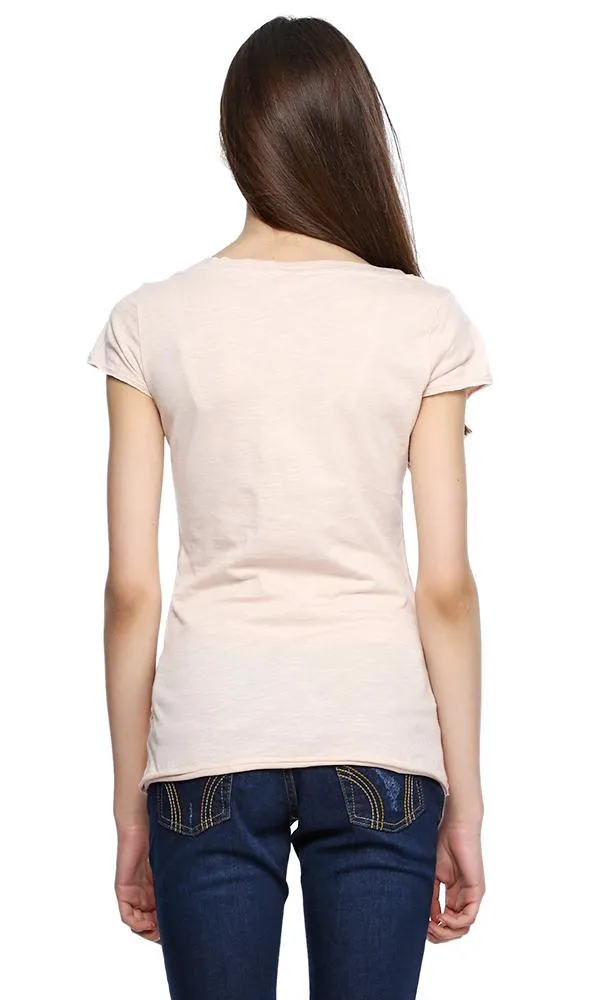 35070 Patch Print T-Shirt - L.Pink