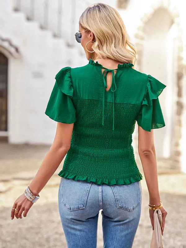 Be Unstoppable in This Comfortable and Fashionable Ruffle Sleeve Blouse - Top