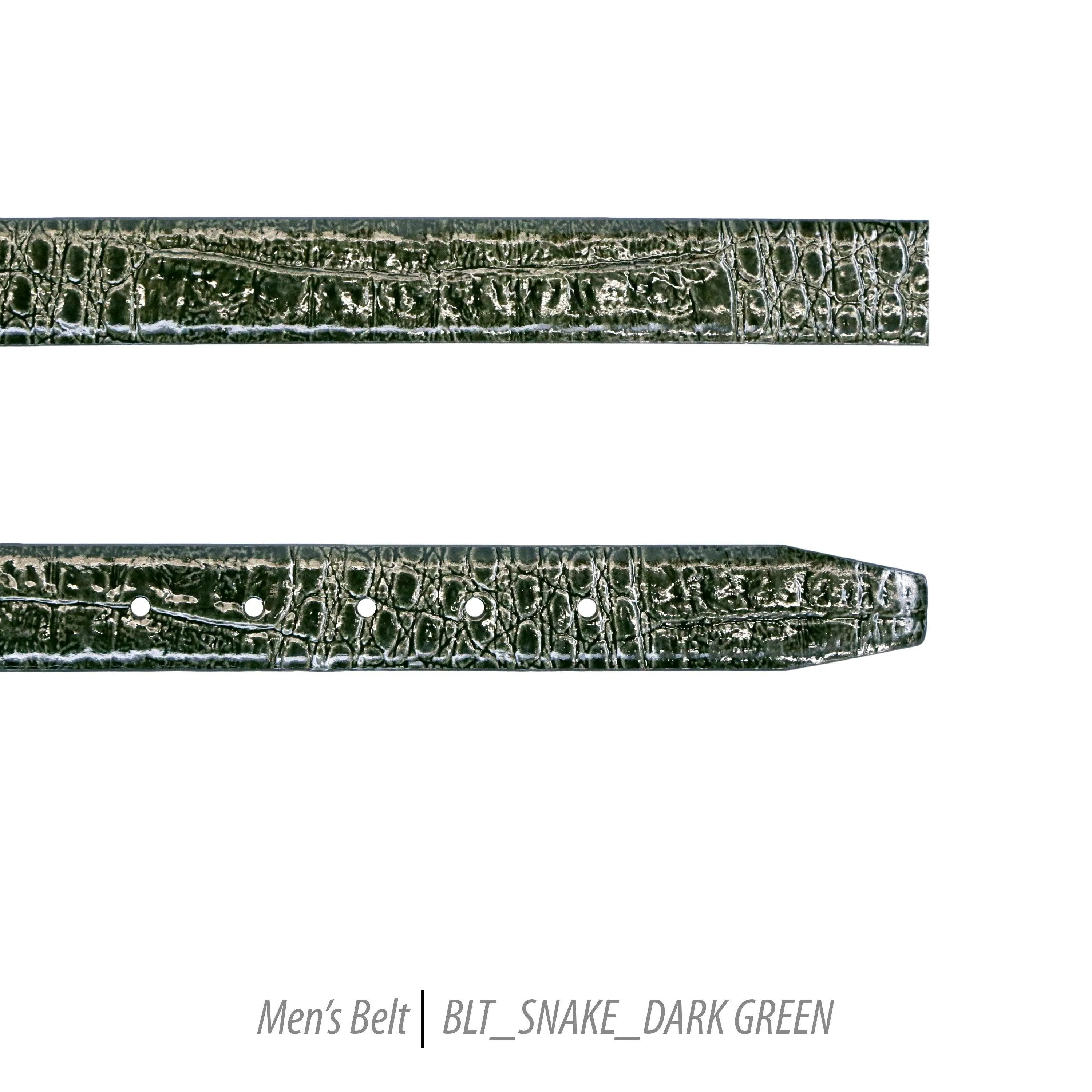 Ferrecci Mens 100% Genuine Leather Dark Green Belt w/Snake Top - One size Fits All
