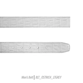 Ferrecci Mens 100% Genuine Leather Lite Grey Belt w/Ostrich Top - One size Fits All