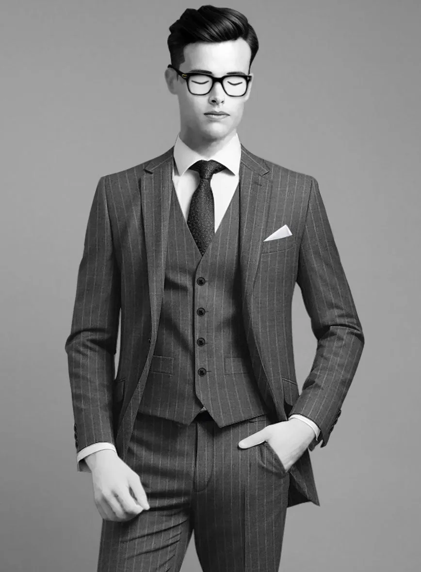 Napolean Genova Stripe Dark Gray Wool Jacket
